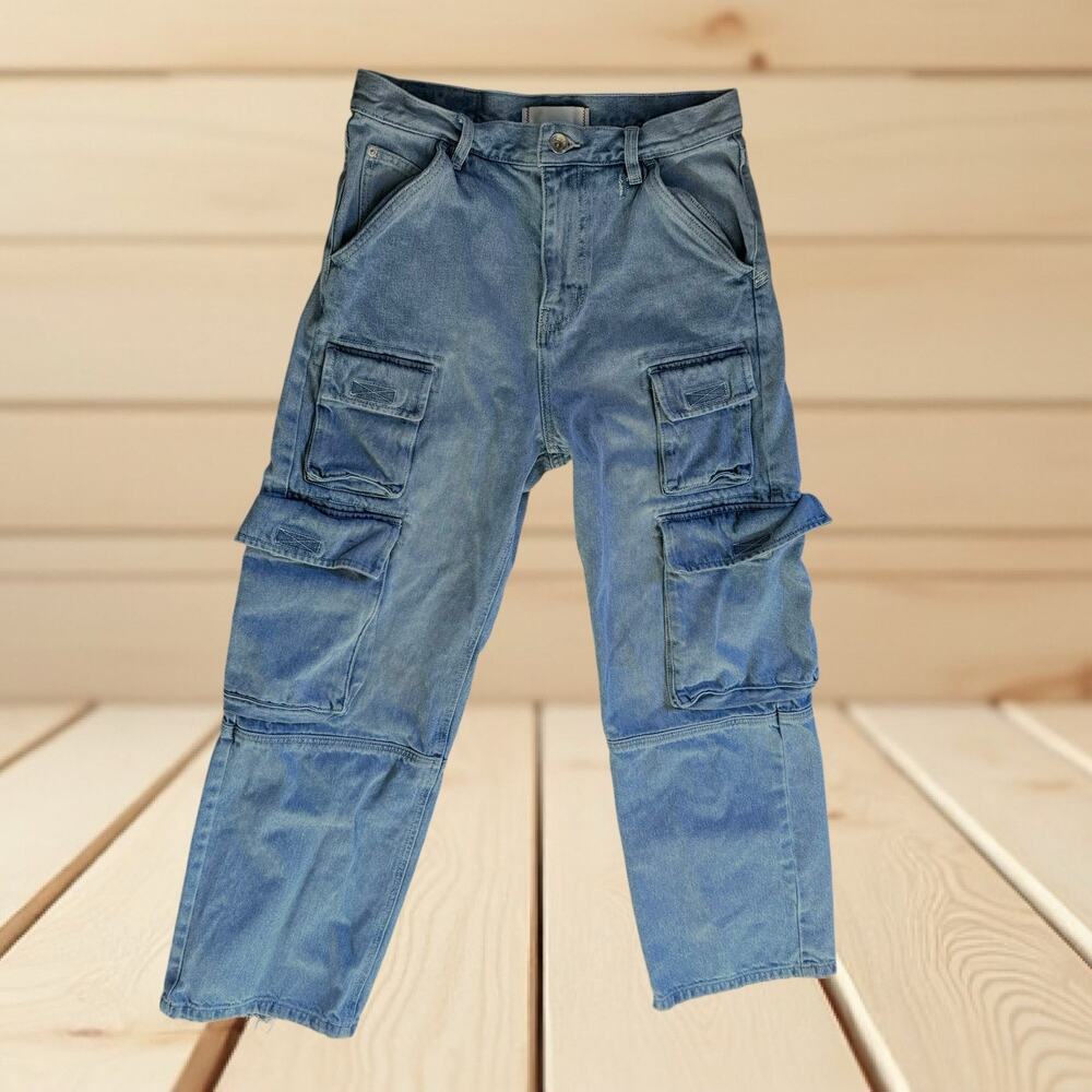 BDG Skate Fit Baggy Cargo Jeans Mens 30‎ Light Wash Denim 90s Utility 4 Pocket